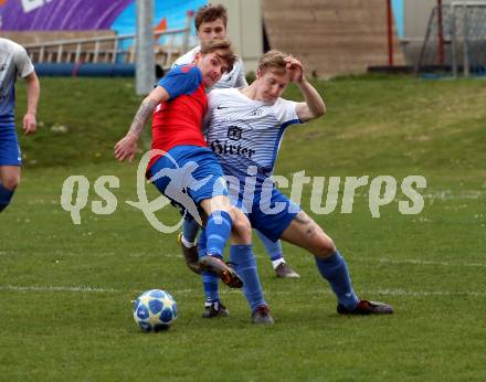 Fussball. 2. Klasse C.  Frantschach gegen Kraig.  Patrick Oliver Weissegger (Frantschach),  Lukas Paul Hoefferer  (Kraig). Frantschach, 10.4.2022.
Foto: Kuess 
---
pressefotos, pressefotografie, kuess, qs, qspictures, sport, bild, bilder, bilddatenbank