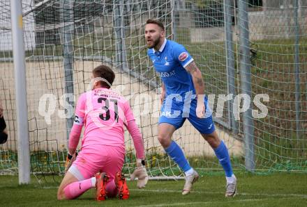 Fussball Kaerntner Liga. Bleiburg gegen SAK.  Torjubel Kristjan Sredojevic  (SAK). Bleiburg, 16.4.2022.
Foto: Kuess
---
pressefotos, pressefotografie, kuess, qs, qspictures, sport, bild, bilder, bilddatenbank