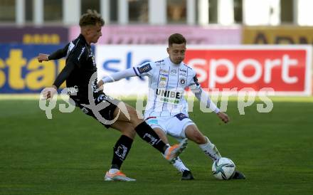 Fussball Bundesliga. Meistergruppe. WAC gegen Austria Klagenfurt. Nikolas Konrad Veratschnig,  (WAC), Till Schumacher,  (Klagenfurt). Wolfsberg, am 17.4.2022.
Foto: Kuess
www.qspictures.net
---
pressefotos, pressefotografie, kuess, qs, qspictures, sport, bild, bilder, bilddatenbank