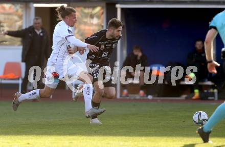 Fussball Bundesliga. Meistergruppe. WAC gegen Austria Klagenfurt. Michael Novak,  (WAC), Patrick Greil  (Klagenfurt). Wolfsberg, am 17.4.2022.
Foto: Kuess
www.qspictures.net
---
pressefotos, pressefotografie, kuess, qs, qspictures, sport, bild, bilder, bilddatenbank