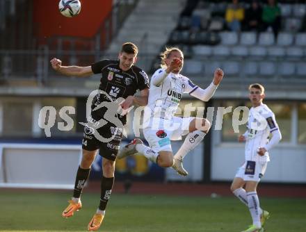 Fussball Bundesliga. Meistergruppe. WAC gegen Austria Klagenfurt. Luka Lochoshvili,  (WAC),  Patrick Greil (Klagenfurt). Wolfsberg, am 17.4.2022.
Foto: Kuess
www.qspictures.net
---
pressefotos, pressefotografie, kuess, qs, qspictures, sport, bild, bilder, bilddatenbank