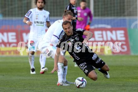 Fussball Bundesliga. Meistergruppe. WAC gegen Austria Klagenfurt. Mario Leitgeb, (WAC), Patrick Greil   (Klagenfurt). Wolfsberg, am 17.4.2022.
Foto: Kuess
www.qspictures.net
---
pressefotos, pressefotografie, kuess, qs, qspictures, sport, bild, bilder, bilddatenbank