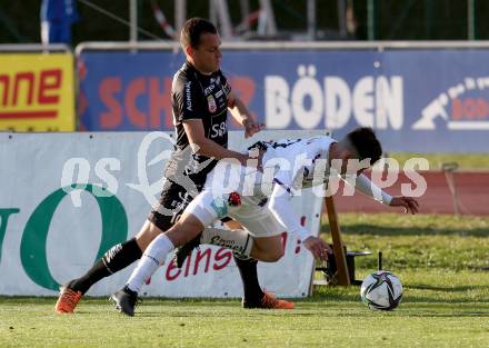 Fussball Bundesliga. Meistergruppe. WAC gegen Austria Klagenfurt. Michael Liendl,  (WAC),  Till Sebastian Schumacher (Klagenfurt). Wolfsberg, am 17.4.2022.
Foto: Kuess
www.qspictures.net
---
pressefotos, pressefotografie, kuess, qs, qspictures, sport, bild, bilder, bilddatenbank