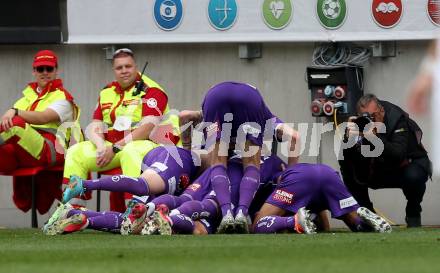 Fussball Bundesliga. Play-off. SK Austria Klagenfurt gegen SK Sturm Graz.  Torjubel Austria. Klagenfurt, am 8.5.2022.
Foto: Kuess
www.qspictures.net
---
pressefotos, pressefotografie, kuess, qs, qspictures, sport, bild, bilder, bilddatenbank