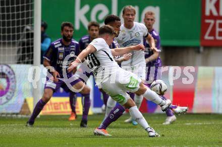 Fussball Bundesliga. Play-off. SK Austria Klagenfurt gegen SK Sturm Graz.  Michael Blauensteiner,  (Klagenfurt),  Ivan Ljubic (Graz). Klagenfurt, am 8.5.2022.
Foto: Kuess
www.qspictures.net
---
pressefotos, pressefotografie, kuess, qs, qspictures, sport, bild, bilder, bilddatenbank