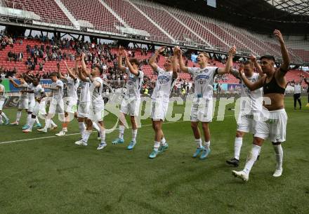 Fussball Bundesliga. Play-off. SK Austria Klagenfurt gegen SK Sturm Graz.  Jubel  (Graz). Klagenfurt, am 8.5.2022.
Foto: Kuess
www.qspictures.net
---
pressefotos, pressefotografie, kuess, qs, qspictures, sport, bild, bilder, bilddatenbank