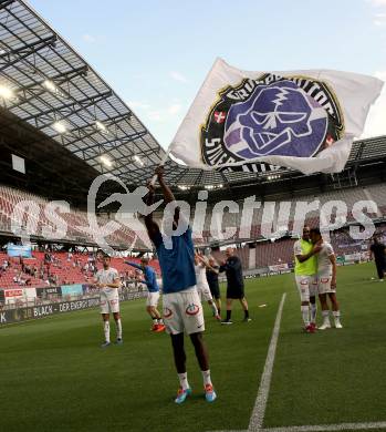 Fussball Bundesliga. Play-off. SK Austria Klagenfurt gegen FK Austria Wien.  Jubel Noah Ohio  (Wien). Klagenfurt, am 15.5.2022.
Foto: Kuess
www.qspictures.net
---
pressefotos, pressefotografie, kuess, qs, qspictures, sport, bild, bilder, bilddatenbank