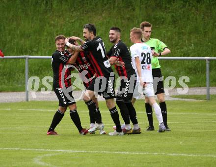 Fussball. Kaerntner Liga. Admira Villach gegen Maria Saal.  Torjubel  Manuel Thomas Guggenberger (Admira Villach). Villach, 14.5.2022.
Foto: Kuess
---
pressefotos, pressefotografie, kuess, qs, qspictures, sport, bild, bilder, bilddatenbank