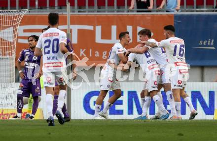 Fussball Bundesliga. Play-off. SK Austria Klagenfurt gegen FK Austria Wien.  Torjubel (Wien). Klagenfurt, am 15.5.2022.
Foto: Kuess
www.qspictures.net
---
pressefotos, pressefotografie, kuess, qs, qspictures, sport, bild, bilder, bilddatenbank