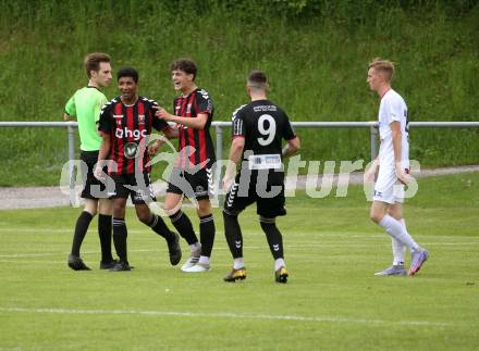 Fussball. Kaerntner Liga. Admira Villach gegen Maria Saal.  Torjubel  Manuel Thomas Guggenberger (Admira Villach). Villach, 14.5.2022.
Foto: Kuess
---
pressefotos, pressefotografie, kuess, qs, qspictures, sport, bild, bilder, bilddatenbank