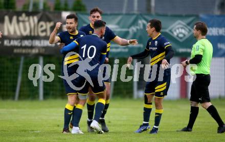 Fussball. 1. Klasse D. Bad St. Leonhard gegen DSG Ferlach. Torjubel  (Ferlach). Bad St. Leonhard, 28.5.2022.
Foto: Kuess
---
pressefotos, pressefotografie, kuess, qs, qspictures, sport, bild, bilder, bilddatenbank