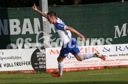 Fussball Regionalliga. Treibach gegen Kalsdorf. Torjubel  Kevin Vaschauner (Treibach). Treibach, am 10.6.2022.
Foto: Kuess
---
pressefotos, pressefotografie, kuess, qs, qspictures, sport, bild, bilder, bilddatenbank