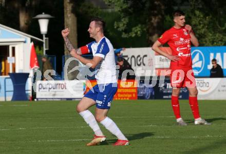 Fussball Regionalliga. Treibach gegen Kalsdorf. Torjubel  Kevin Vaschauner (Treibach). Treibach, am 10.6.2022.
Foto: Kuess
---
pressefotos, pressefotografie, kuess, qs, qspictures, sport, bild, bilder, bilddatenbank