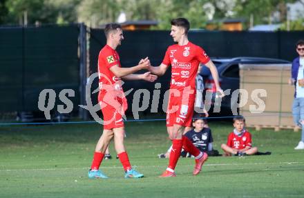 Fussball Regionalliga. Treibach gegen Kalsdorf.  Torjubel Jure Volmajer, Filip Smoljan  (Kalsdorf). Treibach, am 10.6.2022.
Foto: Kuess
---
pressefotos, pressefotografie, kuess, qs, qspictures, sport, bild, bilder, bilddatenbank