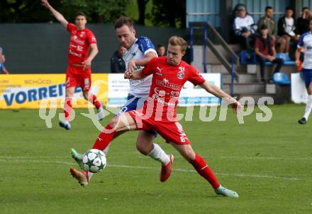 Fussball Regionalliga. Treibach gegen Kalsdorf. Kevin Vaschauner   (Treibach),  Fabian Maurice Neuhold (Kalsdorf). Treibach, am 10.6.2022.
Foto: Kuess
---
pressefotos, pressefotografie, kuess, qs, qspictures, sport, bild, bilder, bilddatenbank