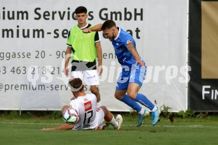 Fussball. OEFB Cup. SAK gegen Wiener Sport-Club.  Kristjan Sredojevic, (SAK),  Philip Dimov  (Wiener Sport-Club). Klagenfurt, 15.7.2022.
Foto: Kuess
---
pressefotos, pressefotografie, kuess, qs, qspictures, sport, bild, bilder, bilddatenbank