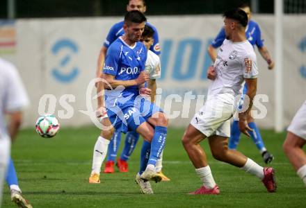 Fussball. OEFB Cup. SAK gegen Wiener Sport-Club. Hrvoje Jakovljevic, (SAK),  Nenad Vasiljevic   (Wiener Sport-Club). Klagenfurt, 15.7.2022.
Foto: Kuess
---
pressefotos, pressefotografie, kuess, qs, qspictures, sport, bild, bilder, bilddatenbank