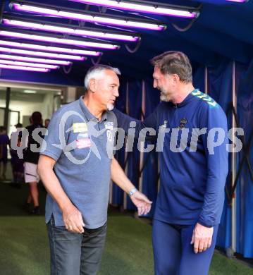 Fussball Testspiel. SK Austria Klagenfurt gegen FC Southampton.   Trainer Peter Pacult, (Klagenfurt),  Trainer Ralph Hasenhuettl( (FC Southampton). Klagenfurt, am 18.7.2022. 
Foto: Kuess

---
pressefotos, pressefotografie, kuess, qs, qspictures, sport, bild, bilder, bilddatenbank