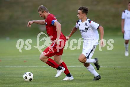 Fussball. Unterliga Ost. St. Veit gegen Sirnitz.  Julian Hufnagl (St. Veit),  Martin Hinteregger  (Sirnitz). St. Veit, 22.7.2022.
Foto: Kuess
---
pressefotos, pressefotografie, kuess, qs, qspictures, sport, bild, bilder, bilddatenbank