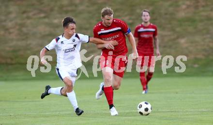 Fussball. Unterliga Ost. St. Veit gegen Sirnitz. Julian Hufnagl (St. Veit),  Martin Hinteregger  (Sirnitz). St. Veit, 22.7.2022.
Foto: Kuess
---
pressefotos, pressefotografie, kuess, qs, qspictures, sport, bild, bilder, bilddatenbank