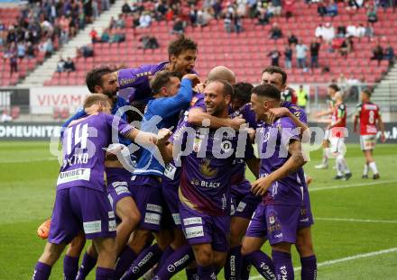 Fussball Bundesliga.  SK Austria Klagenfurt gegen SV Guntamatic Ried.   Torjubel Austria. Klagenfurt, am 13.8.2022. 
Foto: Kuess

---
pressefotos, pressefotografie, kuess, qs, qspictures, sport, bild, bilder, bilddatenbank