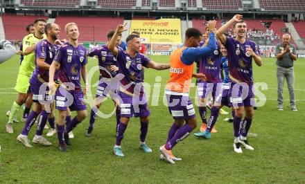 Fussball Bundesliga.  SK Austria Klagenfurt gegen SV Guntamatic Ried.  Jubel Austria. Klagenfurt, am 13.8.2022. 
Foto: Kuess

---
pressefotos, pressefotografie, kuess, qs, qspictures, sport, bild, bilder, bilddatenbank