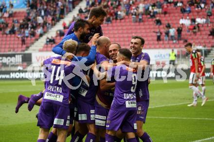 Fussball Bundesliga.  SK Austria Klagenfurt gegen SV Guntamatic Ried.   Torjubel Austria. Klagenfurt, am 13.8.2022. 
Foto: Kuess

---
pressefotos, pressefotografie, kuess, qs, qspictures, sport, bild, bilder, bilddatenbank