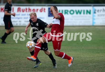 Fussball 2. Klasse C. St. Margarethen im Lavanttal gegen St. Paul.  Jakob Peter Schmeisser  (St.Margarethen),  Hinko Gregor  (St. Paul).  St. Matgarethen, am 6.8.2022.
Foto: Kuess
---
pressefotos, pressefotografie, kuess, qs, qspictures, sport, bild, bilder, bilddatenbank