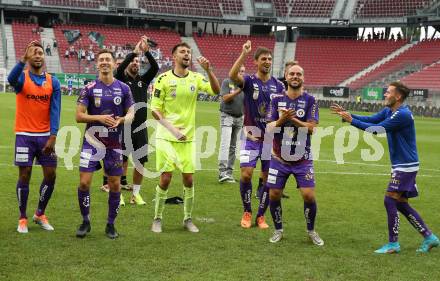 Fussball Bundesliga.  SK Austria Klagenfurt gegen SV Guntamatic Ried.  Jubel Austria. Klagenfurt, am 13.8.2022. 
Foto: Kuess

---
pressefotos, pressefotografie, kuess, qs, qspictures, sport, bild, bilder, bilddatenbank