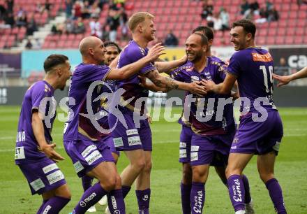 Fussball Bundesliga.  SK Austria Klagenfurt gegen SV Guntamatic Ried.  Torjubel Jonas Arweiler (Klagenfurt). Klagenfurt, am 13.8.2022. 
Foto: Kuess

---
pressefotos, pressefotografie, kuess, qs, qspictures, sport, bild, bilder, bilddatenbank