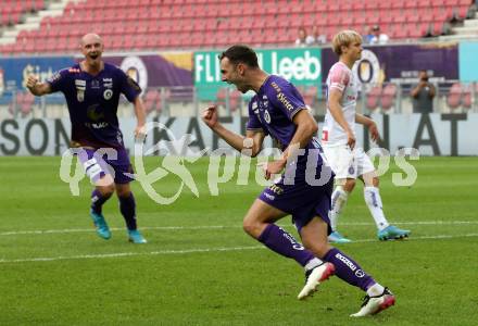 Fussball Bundesliga.  SK Austria Klagenfurt gegen FK Austria Wien.  Torjubel Andrew Irving  (Klagenfurt). Klagenfurt, am 28.8.2022. 
Foto: Kuess

---
pressefotos, pressefotografie, kuess, qs, qspictures, sport, bild, bilder, bilddatenbank