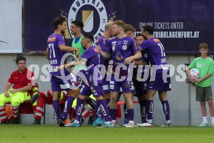 Fussball Bundesliga.  SK Austria Klagenfurt gegen FK Austria Wien.   Torjubel  (Klagenfurt). Klagenfurt, am 28.8.2022. 
Foto: Kuess

---
pressefotos, pressefotografie, kuess, qs, qspictures, sport, bild, bilder, bilddatenbank