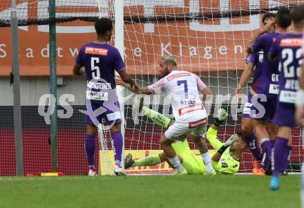 Fussball Bundesliga.  SK Austria Klagenfurt gegen FK Austria Wien.  Torjubel Can Keles (Wien). Klagenfurt, am 28.8.2022. 
Foto: Kuess

---
pressefotos, pressefotografie, kuess, qs, qspictures, sport, bild, bilder, bilddatenbank