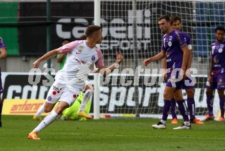 Fussball Bundesliga.  SK Austria Klagenfurt gegen FK Austria Wien.  Torjubel Reinhold Ranftl  (Wien). Klagenfurt, am 28.8.2022. 
Foto: Kuess

---
pressefotos, pressefotografie, kuess, qs, qspictures, sport, bild, bilder, bilddatenbank