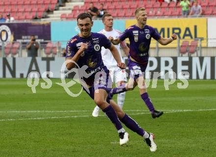 Fussball Bundesliga.  SK Austria Klagenfurt gegen FK Austria Wien.    Torjubel Andrew Irving(Klagenfurt). Klagenfurt, am 28.8.2022. 
Foto: Kuess

---
pressefotos, pressefotografie, kuess, qs, qspictures, sport, bild, bilder, bilddatenbank