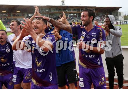 Fussball Bundesliga.  WAC gegen SK Austria Klagenfurt. Jubel Christopher Wernitznig, Markus Pink  (Klagenfurt). Wolfsberg, am 4.9..2022. 
Foto: Kuess

---
pressefotos, pressefotografie, kuess, qs, qspictures, sport, bild, bilder, bilddatenbank