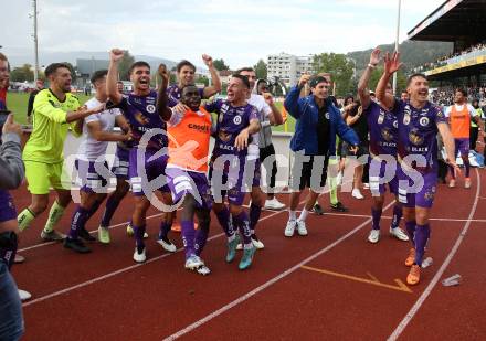 Fussball Bundesliga.  WAC gegen SK Austria Klagenfurt. Jubel Austria  (Klagenfurt). Wolfsberg, am 4.9..2022. 
Foto: Kuess

---
pressefotos, pressefotografie, kuess, qs, qspictures, sport, bild, bilder, bilddatenbank