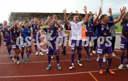 Fussball Bundesliga.  WAC gegen SK Austria Klagenfurt. Jubel Austria  (Klagenfurt). Wolfsberg, am 4.9..2022. 
Foto: Kuess

---
pressefotos, pressefotografie, kuess, qs, qspictures, sport, bild, bilder, bilddatenbank