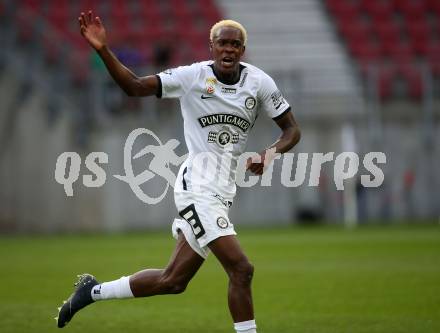 Fussball Bundesliga.  SK Austria Klagenfurt gegen SK Puntigamer Sturm Graz. Torjubel Emmanuel Esseh Emegha  (Graz). Klagenfurt, am 11.9..2022. 
Foto: Kuess

---
pressefotos, pressefotografie, kuess, qs, qspictures, sport, bild, bilder, bilddatenbank