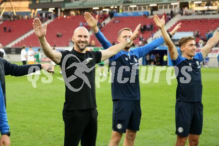 Fussball Bundesliga.  SK Austria Klagenfurt gegen SK Puntigamer Sturm Graz.    Jubel Trainer Christian Ilzer  (Graz). Klagenfurt, am 11.9..2022. 
Foto: Kuess

---
pressefotos, pressefotografie, kuess, qs, qspictures, sport, bild, bilder, bilddatenbank