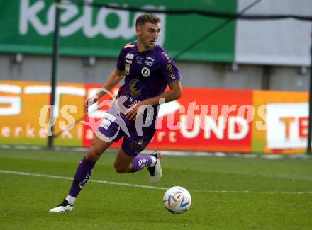 Fussball Bundesliga.  SK Austria Klagenfurt gegen SK Puntigamer Sturm Graz.  Andrew Irving  (Klagenfurt). Klagenfurt, am 11.9..2022. 
Foto: Kuess

---
pressefotos, pressefotografie, kuess, qs, qspictures, sport, bild, bilder, bilddatenbank