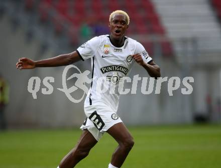 Fussball Bundesliga.  SK Austria Klagenfurt gegen SK Puntigamer Sturm Graz.   Torjubel Emmanuel Esseh Emegha   (Graz). Klagenfurt, am 11.9..2022. 
Foto: Kuess

---
pressefotos, pressefotografie, kuess, qs, qspictures, sport, bild, bilder, bilddatenbank