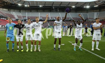 Fussball Bundesliga.  SK Austria Klagenfurt gegen SK Puntigamer Sturm Graz.   Jubel  (Graz). Klagenfurt, am 11.9..2022. 
Foto: Kuess

---
pressefotos, pressefotografie, kuess, qs, qspictures, sport, bild, bilder, bilddatenbank