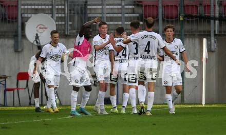 Fussball Bundesliga.  SK Austria Klagenfurt gegen SK Puntigamer Sturm Graz.  Torjubel  (Graz). Klagenfurt, am 11.9..2022. 
Foto: Kuess

---
pressefotos, pressefotografie, kuess, qs, qspictures, sport, bild, bilder, bilddatenbank