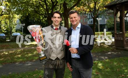 EBEL. Eishockey Bundesliga. KAC. Wahl zum Kaerntner Eishockey Superstar. Lukas Haudum, Hannes Orasche. Klagenfurt, am 12.9.2021.
Foto: Kuess
www.qspictures.net

---
pressefotos, pressefotografie, kuess, qs, qspictures, sport, bild, bilder, bilddatenbank