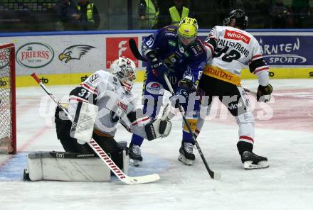 EBEL. Eishockey Bundesliga. VSV gegen BEMER Pioneers Vorarlberg.  Marco Richter, (VSV),   David Madlener, Alexander Pallestrang  (Vorarlberg). Villach, am 22.92022.
Foto: Kuess
www.qspictures.net
---
pressefotos, pressefotografie, kuess, qs, qspictures, sport, bild, bilder, bilddatenbank