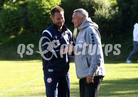 Fussball Testspiel. SK Austria Klagenfurt gegen GAK.  Trainer Gernot Messner (GAK), Trainer Peter Pacult  (Klagenfurt). St. Michael im Lavanttal, am 23.9.2022.
Foto: Kuess
---
pressefotos, pressefotografie, kuess, qs, qspictures, sport, bild, bilder, bilddatenbank