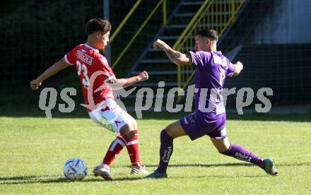 Fussball Testspiel. SK Austria Klagenfurt gegen GAK.  Sinan Karweina,  (Klagenfurt),  Paolo Jager (GAK). St. Michael im Lavanttal, am 23.9.2022.
Foto: Kuess
---
pressefotos, pressefotografie, kuess, qs, qspictures, sport, bild, bilder, bilddatenbank