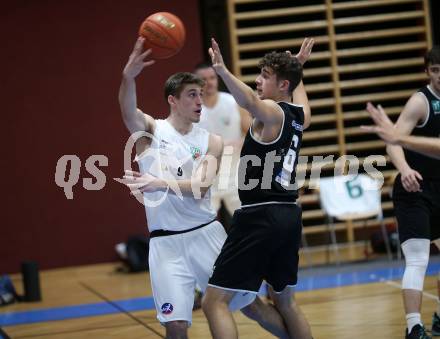 Basketball 2. Liga 2022/2023. Grunddurchgang 1. Runde.  KOS Celovec gegen  RAIDERS Tirol.   Andrej Blazevic (KOS),   Rico Hupfauf (Tirol). Klagenfurt, am 8.10.2022.
Foto: Kuess
www.qspictures.net
---
pressefotos, pressefotografie, kuess, qs, qspictures, sport, bild, bilder, bilddatenbank