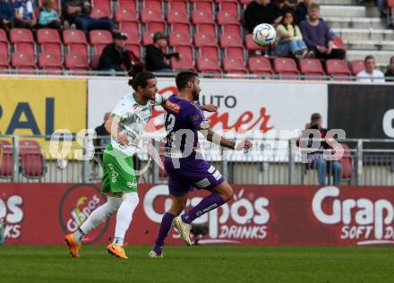 Fussball Bundesliga. SK Austria Klagenfurt gegen SC Austria Lustenau.  Markus Pink, (Klagenfurt),  Jean Hugonet (Lustenau). Klagenfurt, am 8.10.2022.
Foto: Kuess
---
pressefotos, pressefotografie, kuess, qs, qspictures, sport, bild, bilder, bilddatenbank